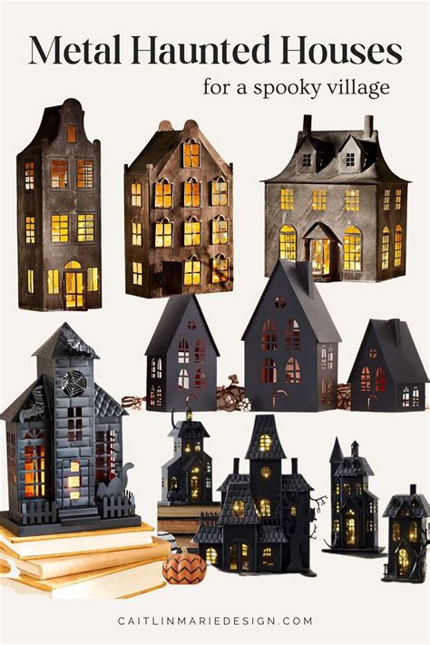 black metal haunted house decor|black metal halloween houses.